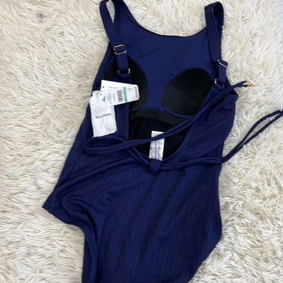Tommy Bahama Cable Beach High Neck One Piece Swimsuit - Mare Navy* - Picture 6 of 9